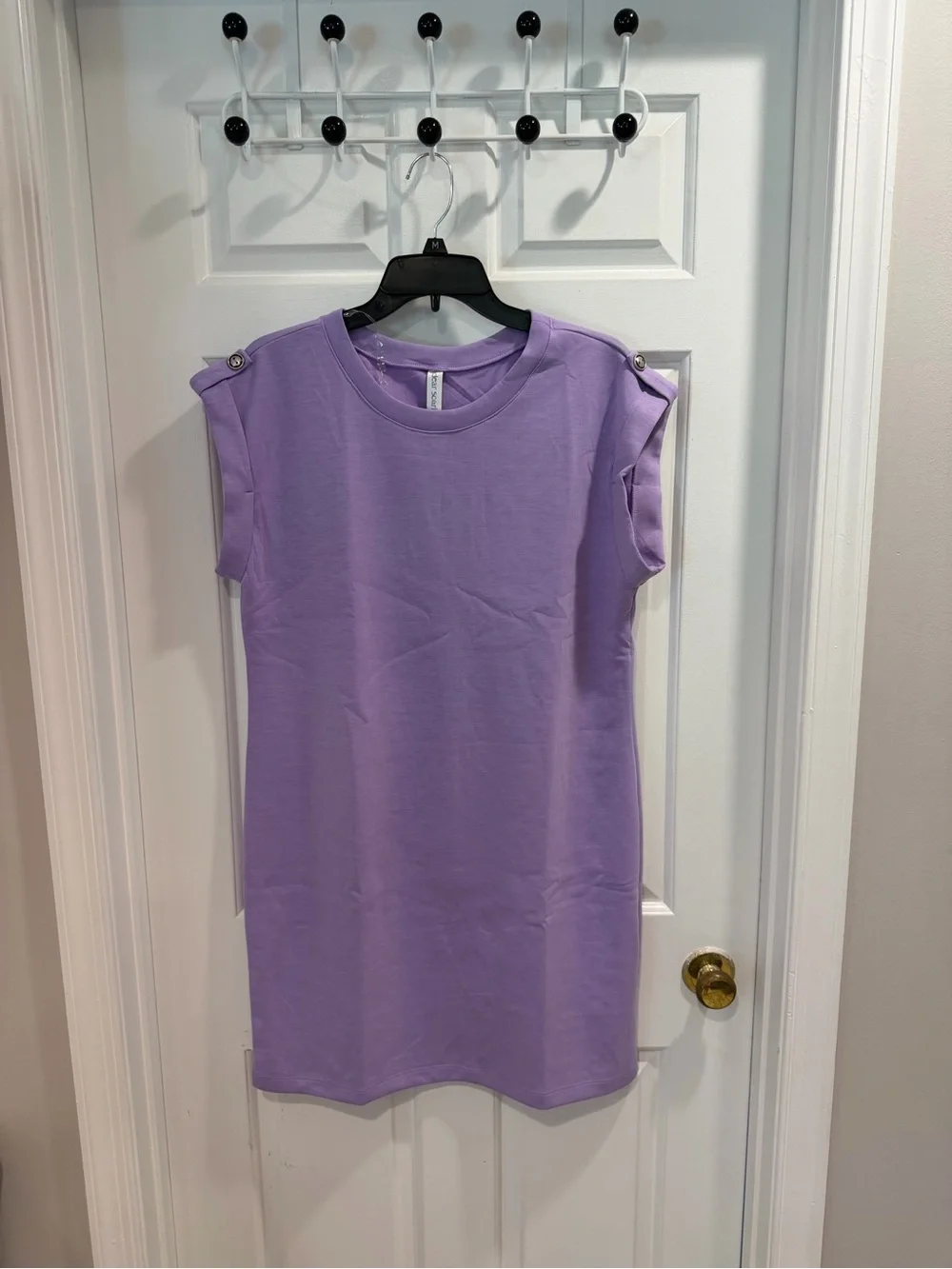 NWT Dear Scarlett Lavender Button-Shoulder Shift Dress Microfiber Sz L